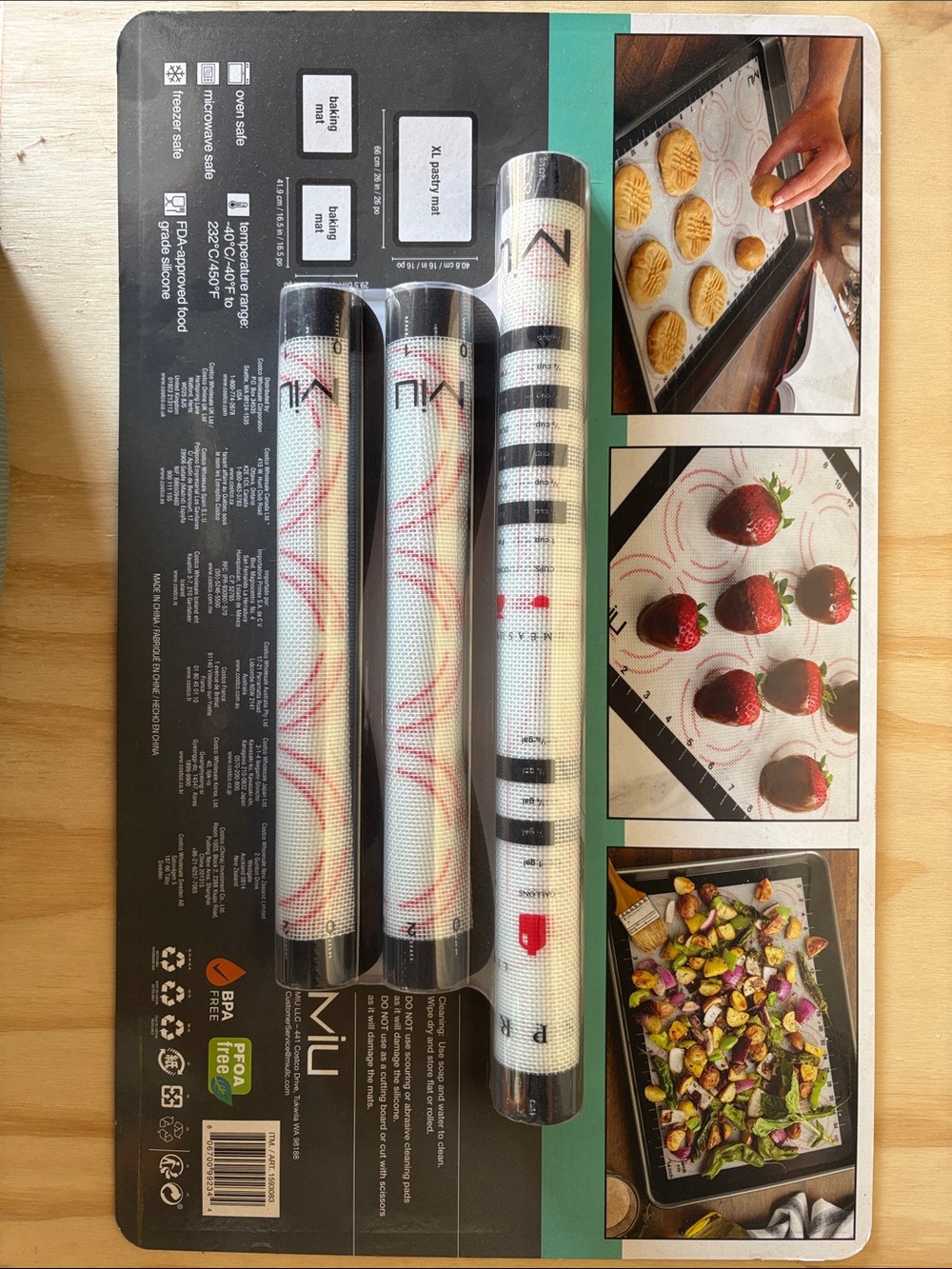 Silicone Baking Mats Set - White with Red Swirl Accents